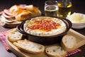 bbq baked camembert cheese with crusty bread