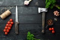 BBQ banner. Cutlery barbecue. Top view. Royalty Free Stock Photo