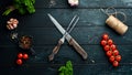 BBQ banner. Cutlery barbecue. Top view. Royalty Free Stock Photo