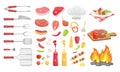 BBQ Barbecue Vegetables Meat Vector Illustration Royalty Free Stock Photo