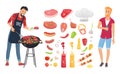 BBQ Barbecue Veggies Icons Set Vector Illustration Royalty Free Stock Photo