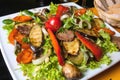 Bbq : beef (pork) steak garnished with apples Royalty Free Stock Photo