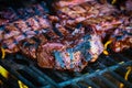 BBQ Beef Ribs on Hot Grill Royalty Free Stock Photo