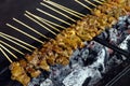 BBQ Beef Satay on Grill Royalty Free Stock Photo