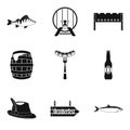 BBQ with beer icons set, simple style Royalty Free Stock Photo