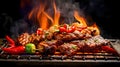BBQ Bliss .Array of sizzling meats and vegetables Royalty Free Stock Photo