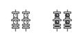 BBQ brochette icon, line and glyph version