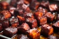 bbq burnt ends basking in golden natural light