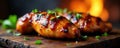 BBQ chicken, caramelized glaze, wood fire grill, caramelized, grill, wood Royalty Free Stock Photo