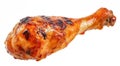BBQ chicken leg isolated on a white background, delicious looking chicken leg. Royalty Free Stock Photo