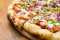 Sliced BBQ Chicken Pizza with Melted Cheese Royalty Free Stock Photo