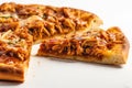 Bbq Chicken Pizza Slice On A White Background. Generative AI