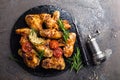 BBQ chicken wings, spicy grilled meat Royalty Free Stock Photo