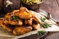BBQ chicken wings, spicy grilled meat Royalty Free Stock Photo