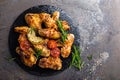 BBQ chicken wings, spicy grilled meat Royalty Free Stock Photo