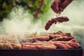 BBQ. Closeup of barbecue grilling picnic in backyard outdoor Royalty Free Stock Photo