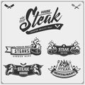 BBQ Collection. Set of grill steak labels, badges and emblems. Fresh beef. Royalty Free Stock Photo