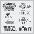 BBQ Collection. Set of vintage grill steak labels, badges and emblems. Royalty Free Stock Photo
