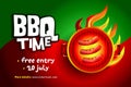 BBQ colorful poster design, party design, invitation, ad design. Barbecue logo. BBQ template menu design.