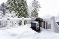 BBQ cooker with beer during winter time on home outdoor deck Royalty Free Stock Photo