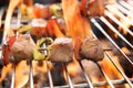 BBQ with cooking. coal grill of chicken meat and peppers Royalty Free Stock Photo