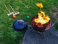BBQ and Croquet in the backyard Royalty Free Stock Photo