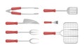 BBQ Cutlery Barbecue Icons Set Vector Illustration