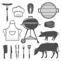 BBQ Decorative Graphic Flat Icons Set Royalty Free Stock Photo