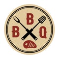 BBQ emblem for cafe. Grilled food lettering. Barbeque, picnic with grill labe