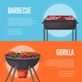 BBQ family party flyers with meats on barbecue Royalty Free Stock Photo