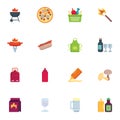 BBQ food collection, barbeque party flat icons set Royalty Free Stock Photo