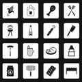 BBQ food icons set squares vector