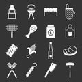 BBQ food icons set grey vector Royalty Free Stock Photo