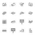 BBQ food line icons set Royalty Free Stock Photo