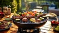 BBQ food party as friends and family gather for a day of grilling and indulging in delicious meat, Generative AI