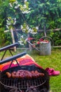 BBQ fried sausages grill Royalty Free Stock Photo