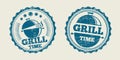 BBQ grill barbecue vintage steak menu seal stamp. Vector illustration Royalty Free Stock Photo