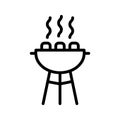 BBQ and grill flat line icon. Picnic and outdoor cooking vector illustrations. Outline signs for website design, logo, app, and Royalty Free Stock Photo
