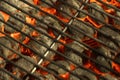 BBQ Grill And Glowing Hot Charcoal Briquettes In The Background Royalty Free Stock Photo