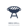 BBQ grill icon. Trendy flat vector BBQ grill icon on white backg