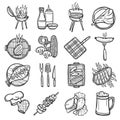 Bbq Grill Icons Set vector design illustration