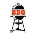 BBQ grill illustration on white background. Design element for logo, label, emblem, sign, badge. Royalty Free Stock Photo