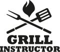 BBQ grill instructor with fork and spatula