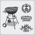 BBQ and grill labels set. Barbecue emblems and badges.