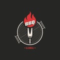 BBQ and grill logo. Barbecue party logo on black Royalty Free Stock Photo