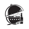 BBQ grill logo icon. Barbecue. Grilled meat