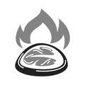 BBQ grill meat steak filet vector icon of beefsteak grilled on fire flame Royalty Free Stock Photo