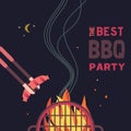 BBQ grill night party flat color icon Royalty Free Stock Photo