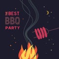 BBQ grill night party flat color icon Royalty Free Stock Photo