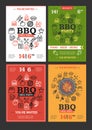 Bbq Grill Party Invitation Flyer Brochure Set. Vector Royalty Free Stock Photo